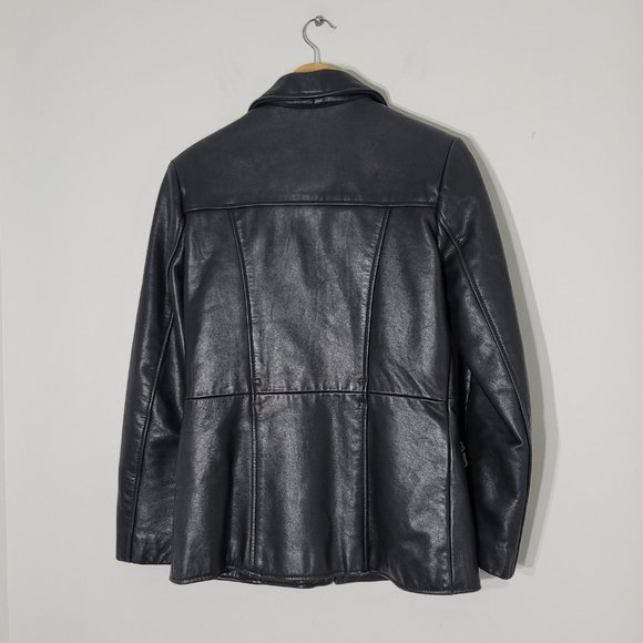 Oscar Leopold Leather Jacket Full Zip Black Lined Zip Pockets Vintage Size Small - Picture 11 of 16